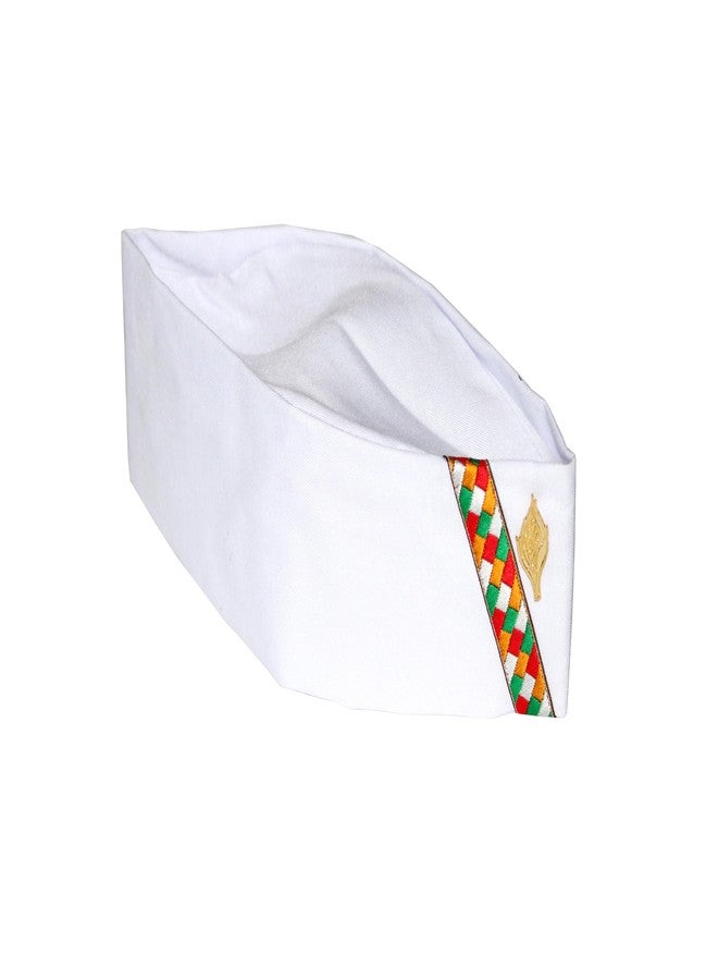 KETKAR Uttarakhand Pahadi Topi/Cap,Brahmakamal Uttarakhand Topi, Himachali Cap (White Cotton) - Image 1